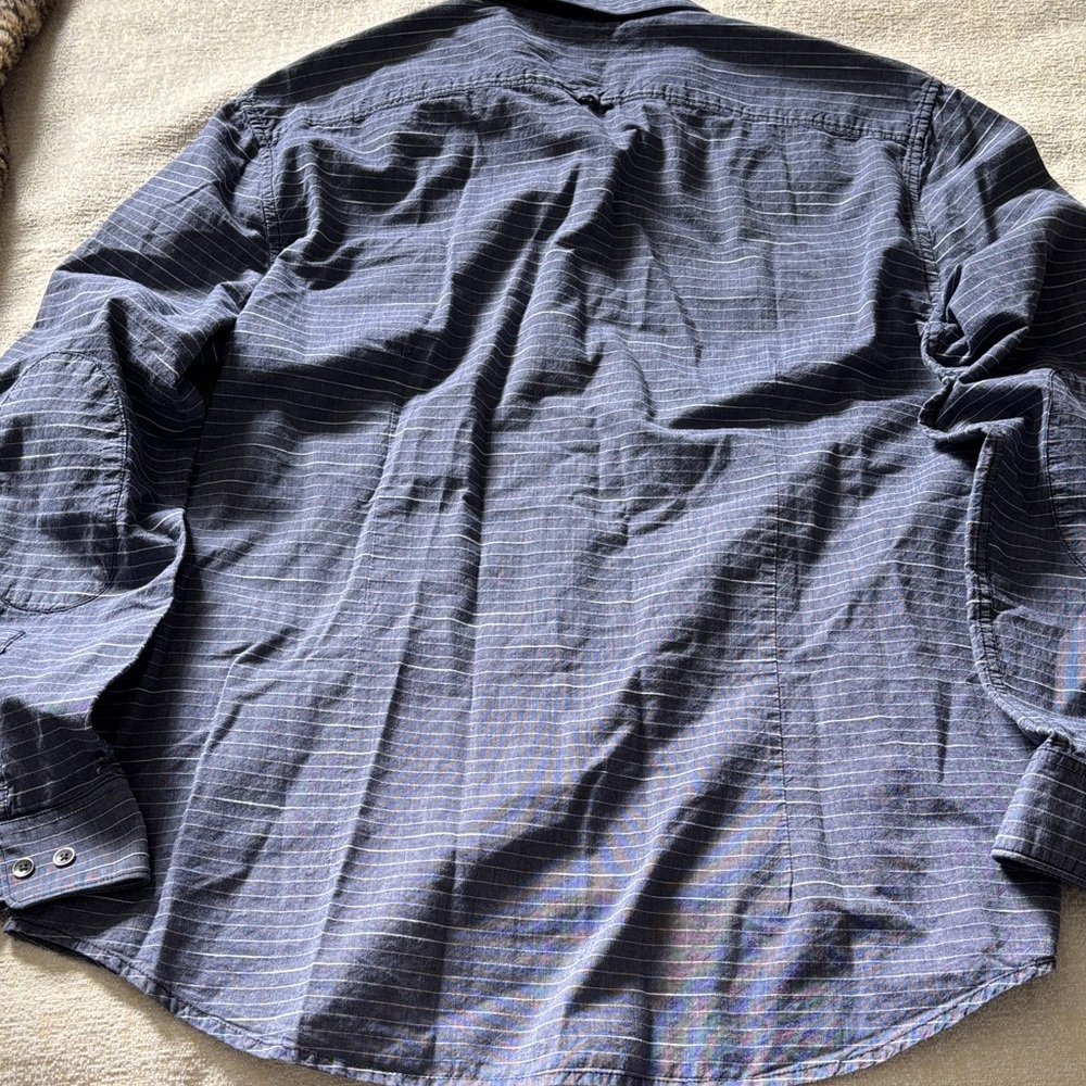 Kenneth Cole Reaction Men's Button-Front Shirt — Large, Blue Stripe, 100% Cotton - Picture 3 of 4